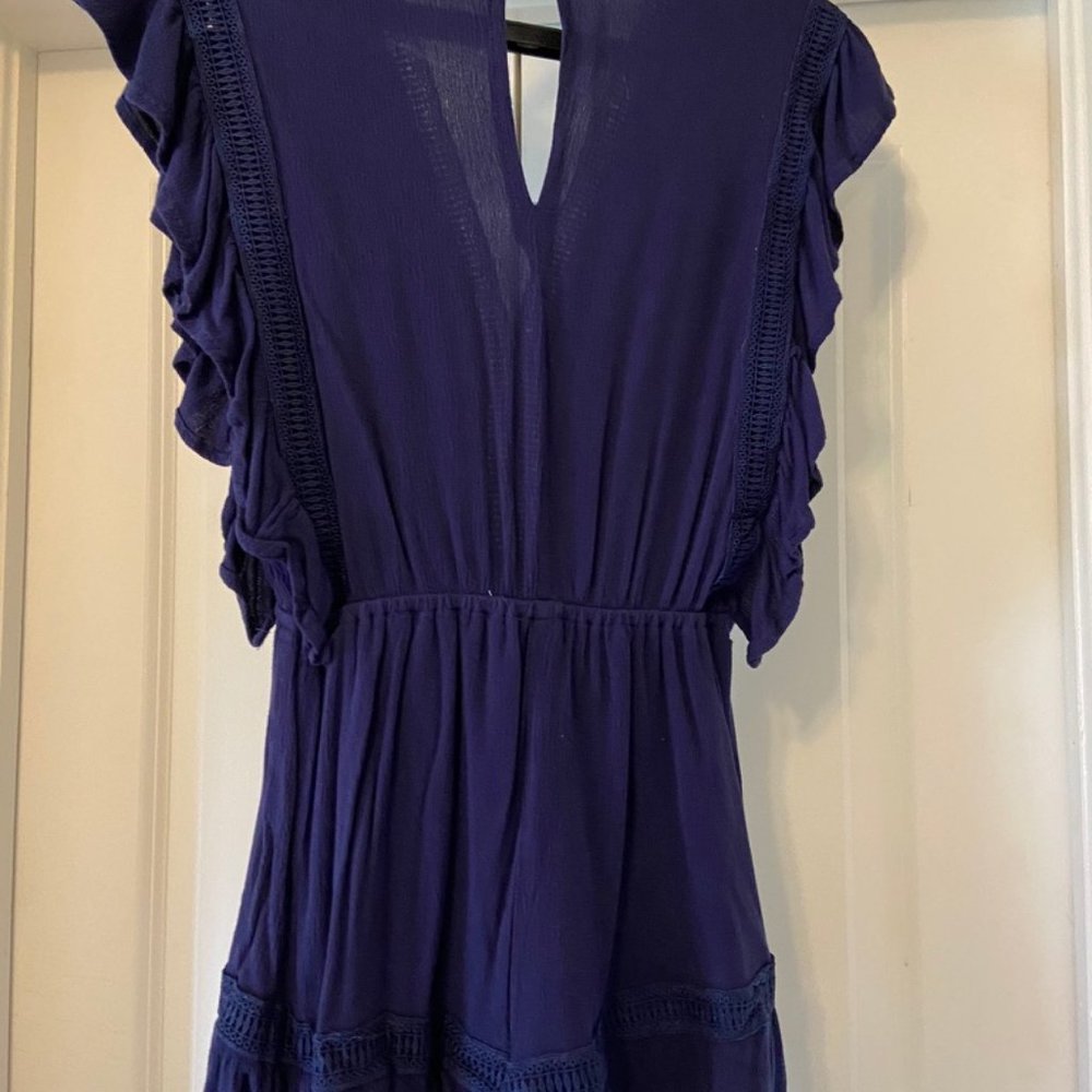 Navy Blue Ruffle Romper - Picture 4 of 4